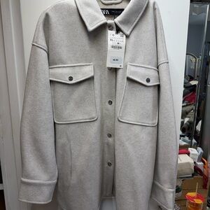 ZARA Women’s Overshirt Jacket - Light Gray